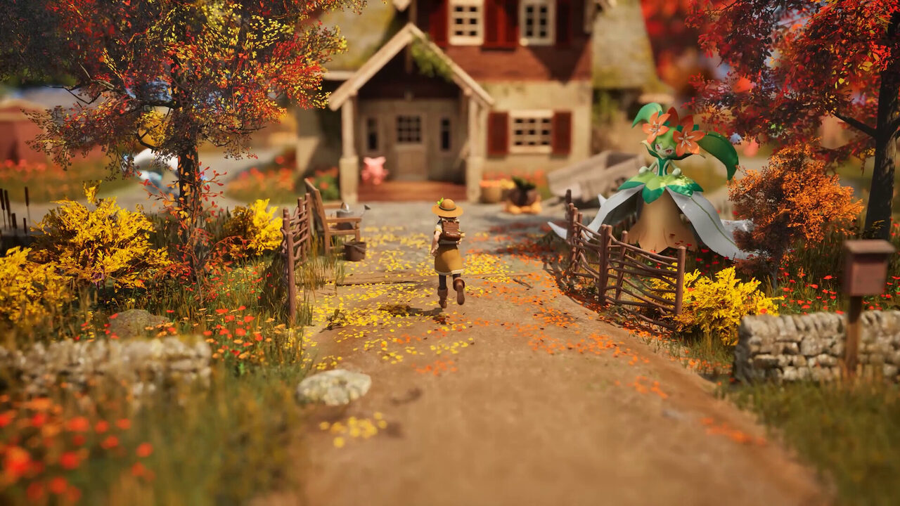 Walking up an autumn farm path toward the farmhouse in Palfarm